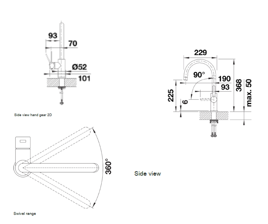 Baterie bucătărie Blanco CANDOR – inox masiv perlat HD