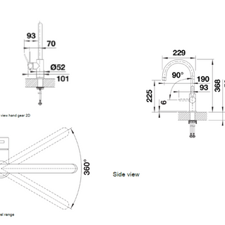 Baterie bucătărie Blanco CANDOR – inox masiv perlat HD