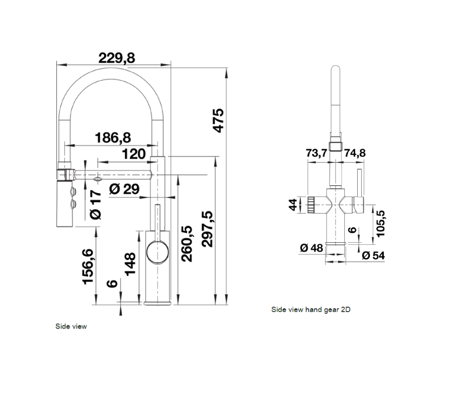 Baterie bucătărie Blanco CATRIS-S FLEXO Filter – PVD steel HD