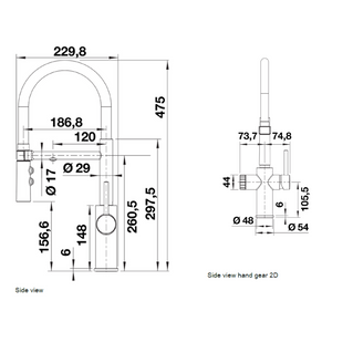 Baterie bucătărie Blanco CATRIS-S FLEXO Filter – PVD steel HD