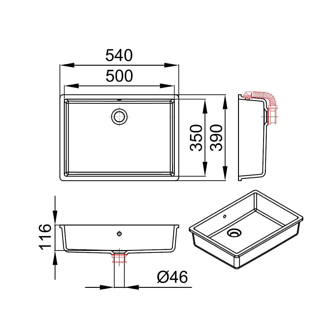 CHERI-UN – lavoar încastrabil în blat din compozit acrilic