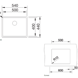 Chiuvetă bucătărie inox Blanco CLARON 500-U Satin 540 × 440 mm