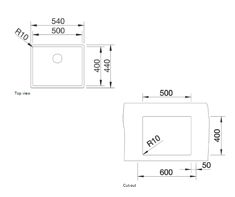 Chiuvetă bucătărie inox Blanco CLARON 500-U Dark Steel 540 × 440 mm