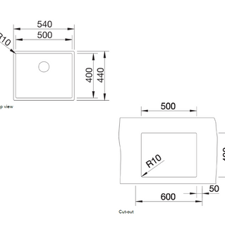 Chiuvetă bucătărie inox Blanco CLARON 500-U Dark Steel 540 × 440 mm