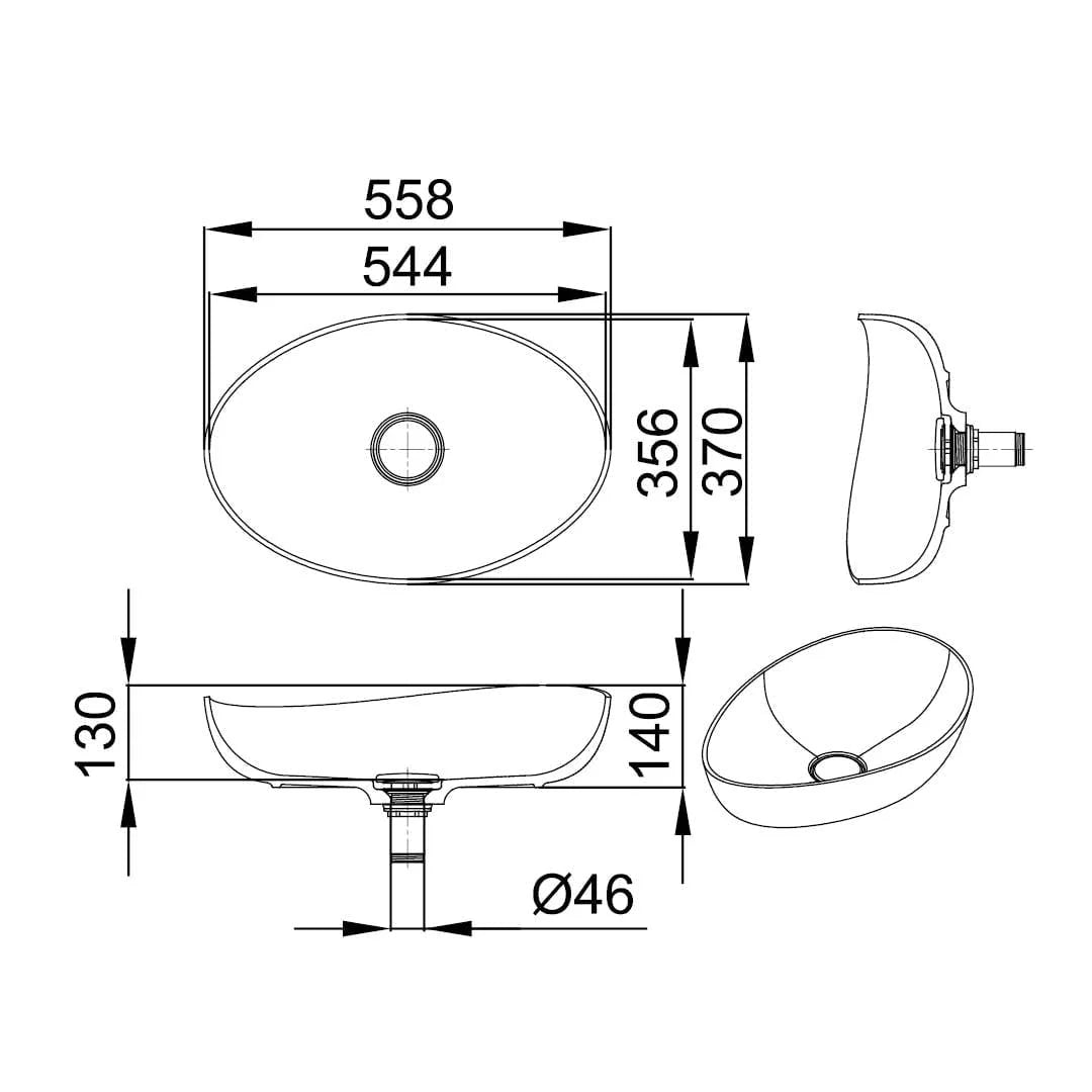DEMI V-ON – lavoar tip bol pe blat din compozit acrilic (Kerrock)