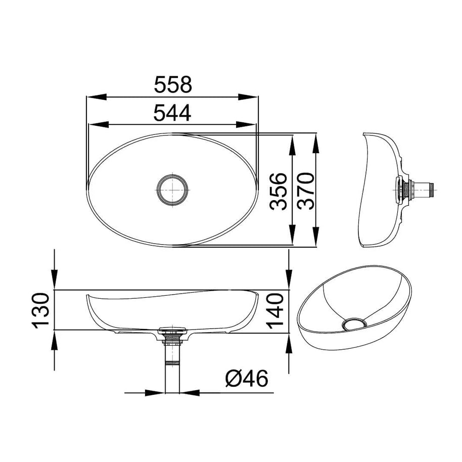 DEMI V-ON – lavoar tip bol pe blat din compozit acrilic (Kerrock)
