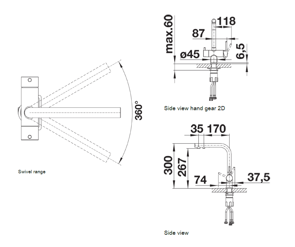 Baterie bucătărie Blanco FONTAS II Filter – gri vulcan/crom HD