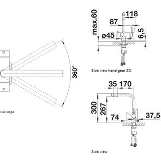 Baterie bucătărie Blanco FONTAS II Filter – gri vulcan/crom HD