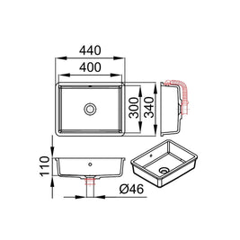 INA 400-UN – lavoar încastrabil în blat din compozit acrilic