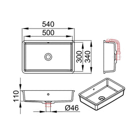 INA 500-UN – lavoar încastrabil în blat din compozit acrilic