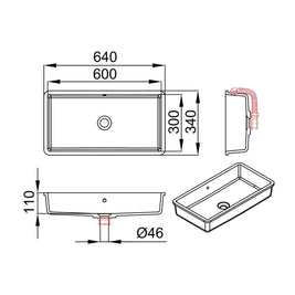 INA 600-UN – lavoar încastrabil în blat din compozit acrilic