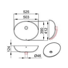 IVA-UN – lavoar oval încastrabil în blat din compozit acrilic