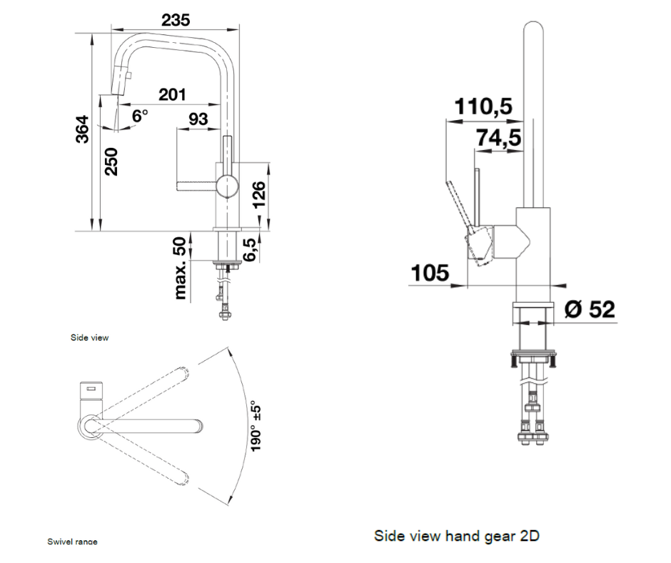 Baterie bucătărie Blanco JANDORA-S – inox masiv perlat HD