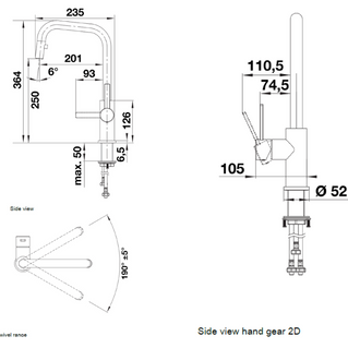 Baterie bucătărie Blanco JANDORA-S – inox masiv perlat HD