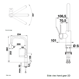 Baterie bucătărie Blanco JANDORA – inox masiv perlat HD