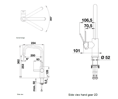 Baterie bucătărie Blanco JANDORA – inox masiv perlat HD