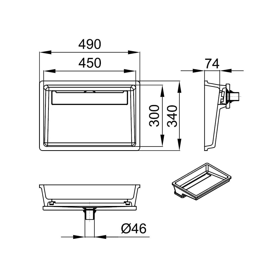 KIARA 450 V-UN – lavoar încastrabil în blat din compozit acrilic