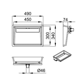 KIARA 450 V-UN – lavoar încastrabil în blat din compozit acrilic