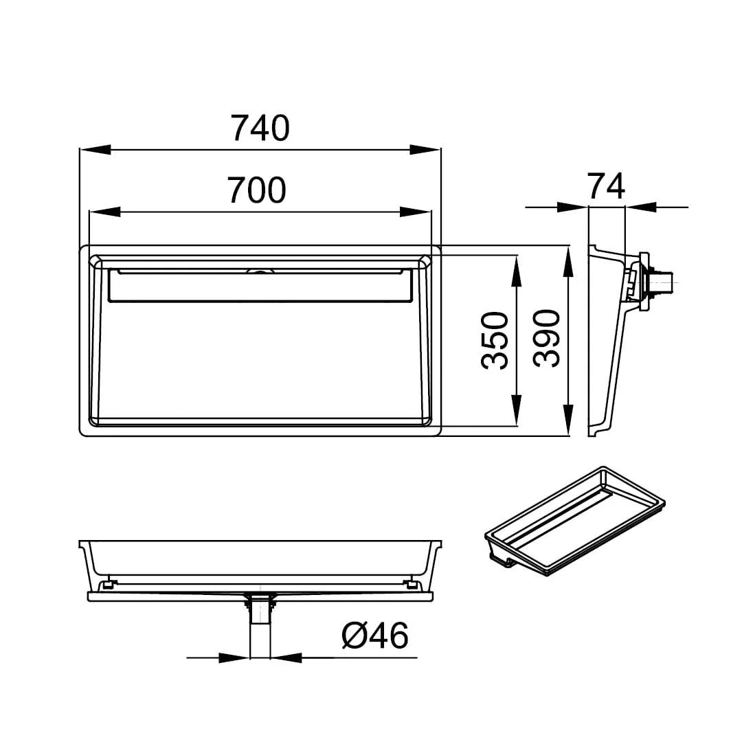 KIARA 700 V-UN – lavoar încastrabil în blat din compozit acrilic