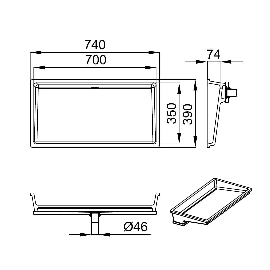 KIARA 700-UN – lavoar încastrabil în blat din compozit acrilic