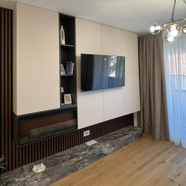 Mobilier pentru living din MDF termoformat realizat la comandă de NORVINIA