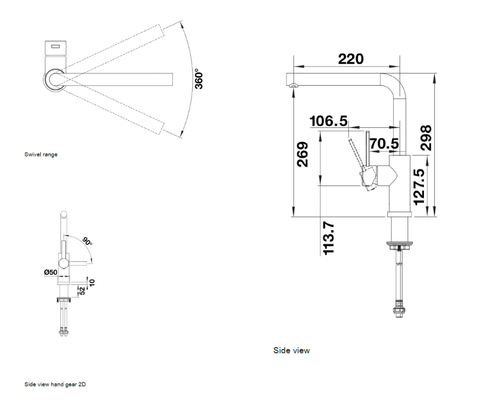 Baterie bucătărie Blanco LANORA-F – inox masiv perlat HD