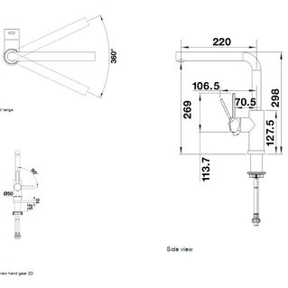 Baterie bucătărie Blanco LANORA-F – inox masiv perlat HD