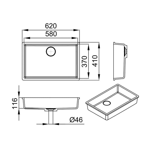 LORA V-UN – lavoar încastrabil în blat din compozit acrilic