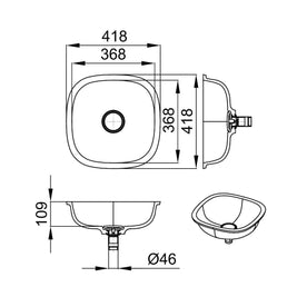LUX 380 V-UN – lavoar încastrabil în blat din compozit acrilic