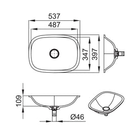LUX 500 V-UN – lavoar încastrabil în blat din compozit acrilic
