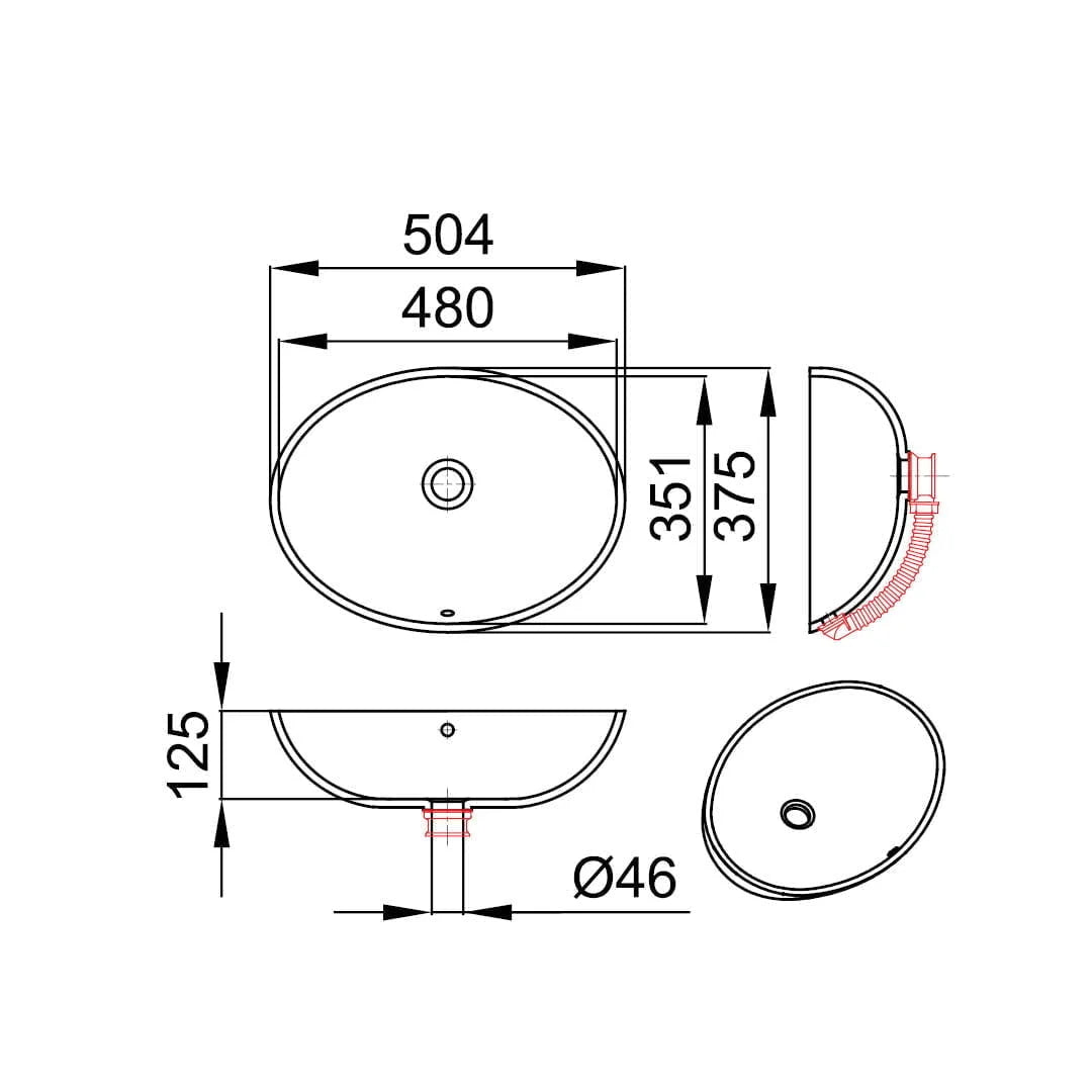 MAYA-UN – lavoar încastrabil în blat din compozit acrilic