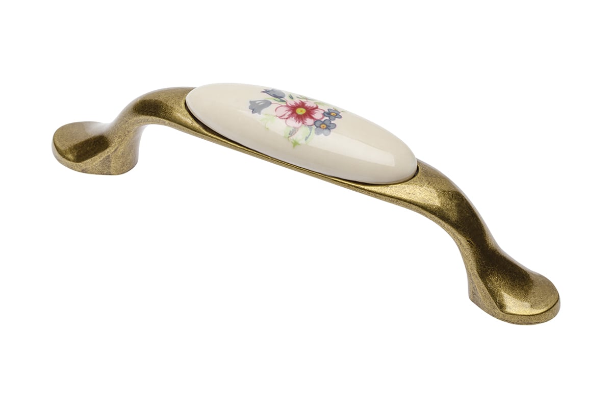Mâner mobilă SPRING FLOWER – alamă antichizată, cu porțelan