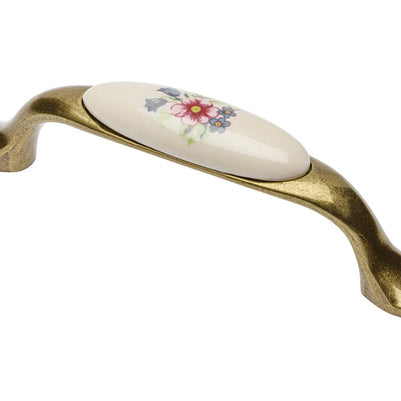 Mâner mobilă SPRING FLOWER – alamă antichizată, cu porțelan