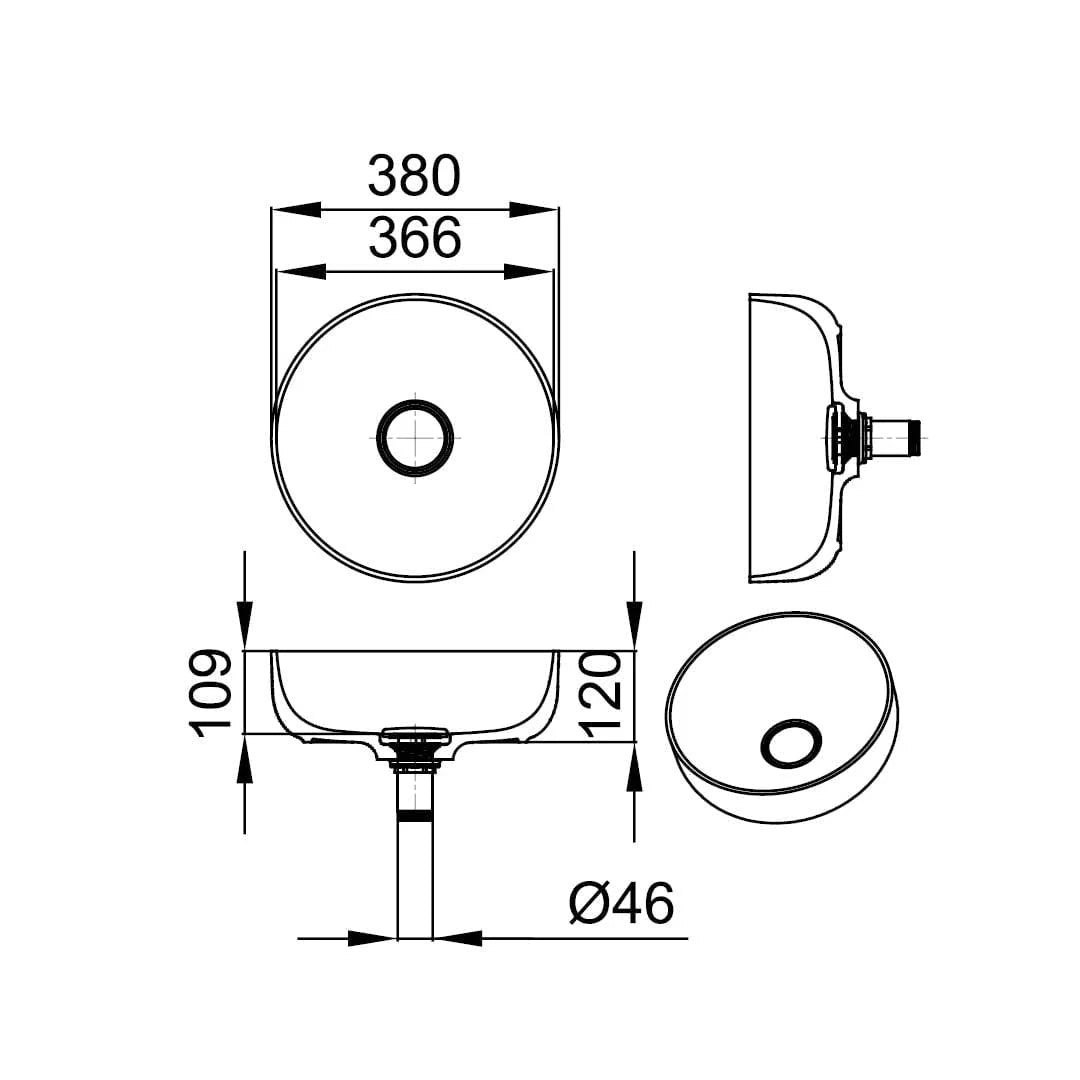 SOFT 380 V-UN – lavoar încastrabil în blat din compozit acrilic