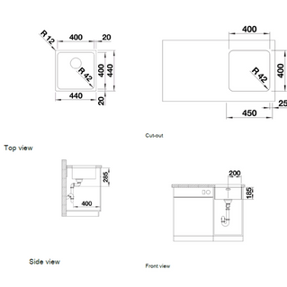 Chiuvetă bucătărie inox Blanco SOLIS 400-U 440 × 440 mm