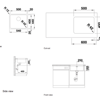 Chiuvetă bucătărie inox Blanco SOLIS 500-U 540 × 440 mm
