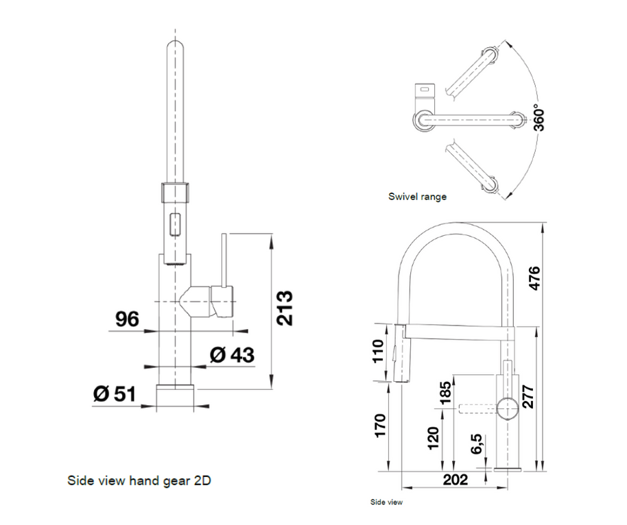 Baterie bucătărie Blanco SONEA-S FLEXO – inox masiv perlat HD