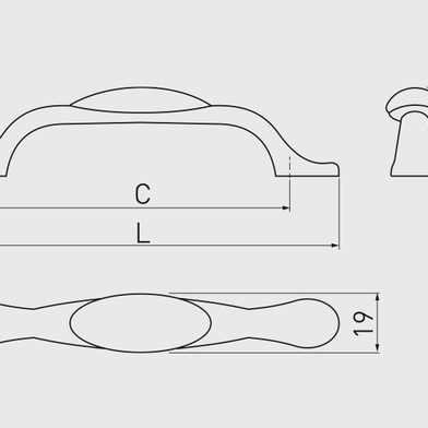 Mâner mobilă ORNAMENT – alamă antichizată, tip arcadă