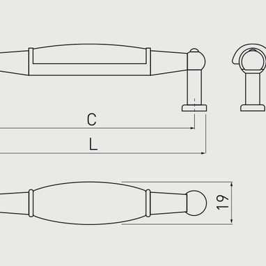 Mâner mobilă ORNAMENT – alamă antichizată, dreptunghiular