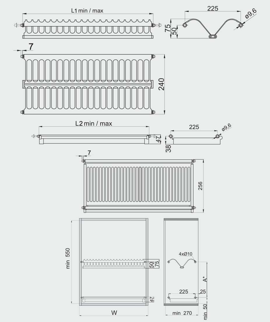 Scurgător (picurător) vase, inox, două rafturi, corp mobilier 900 mm