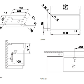 Chiuvetă bucătărie Silgranit Blanco VINTERA XL 9-UF trufe 896×510 mm