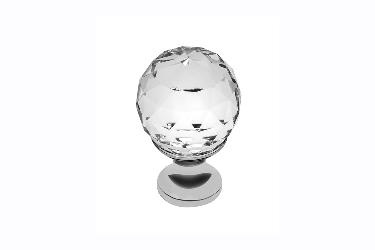 Buton mobilă WHITE CRYSTAL D20 mm, crom