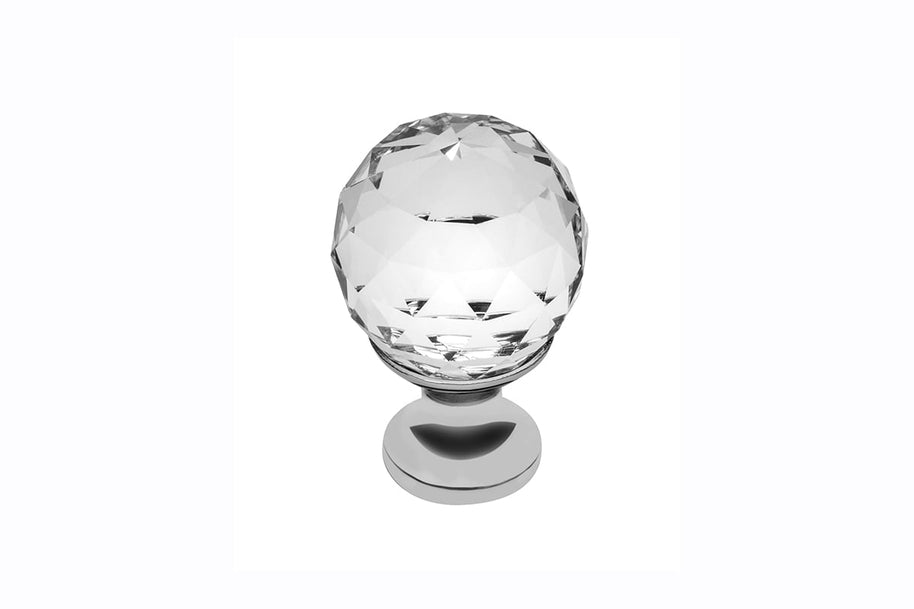 Buton mobilă WHITE CRYSTAL D20 mm, crom