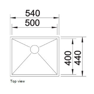 Chiuvetă bucătărie inox Blanco ZEROX 500-U Satin 540 × 440 mm