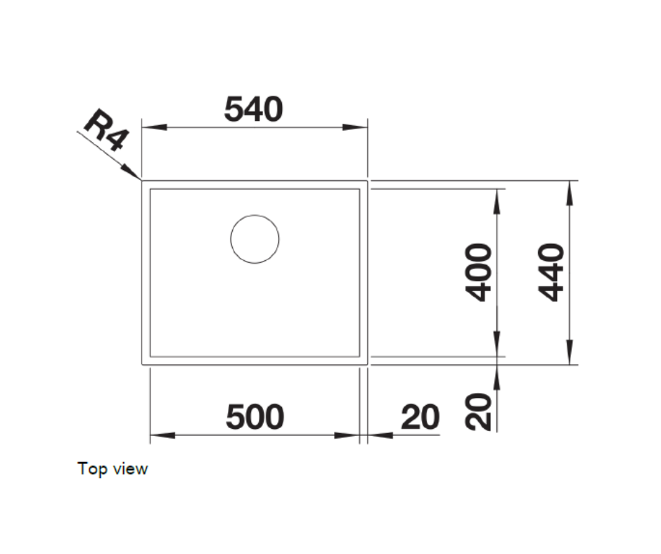 Chiuvetă bucătărie inox Blanco ZEROX 500-U Dark Steel 540 × 440 mm
