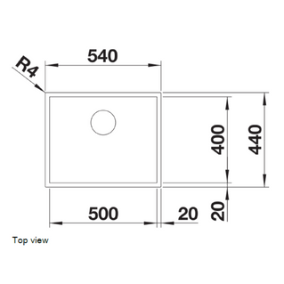 Chiuvetă bucătărie inox Blanco ZEROX 500-U Dark Steel 540 × 440 mm