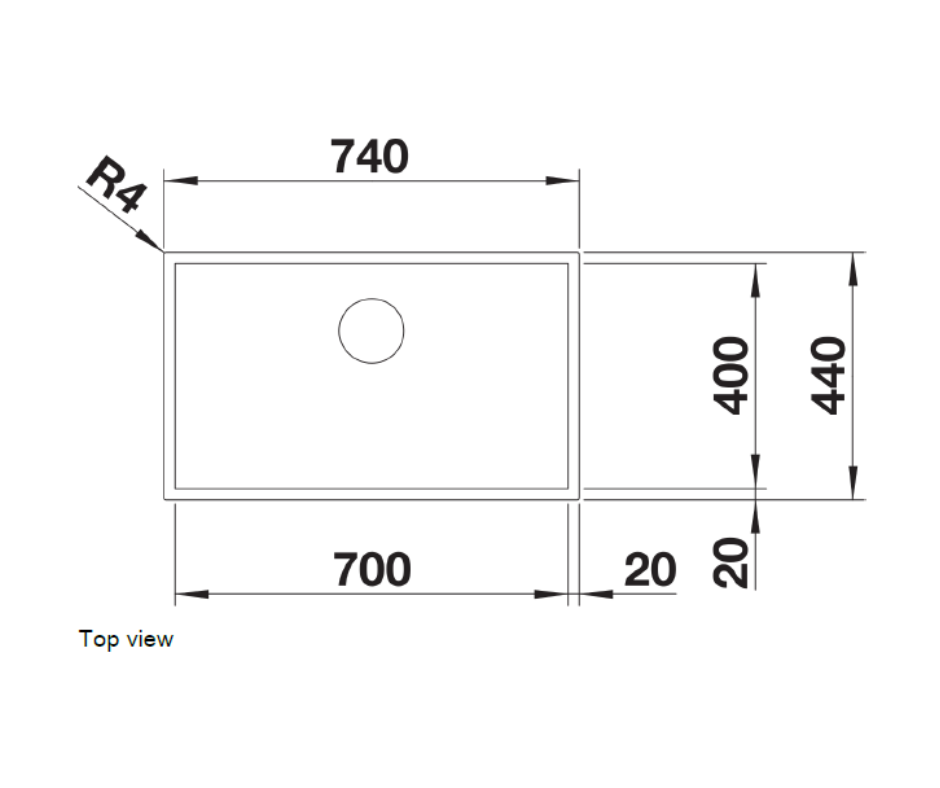 Chiuvetă bucătărie inox Blanco ZEROX 700-U Dark Steel 740 × 440 mm