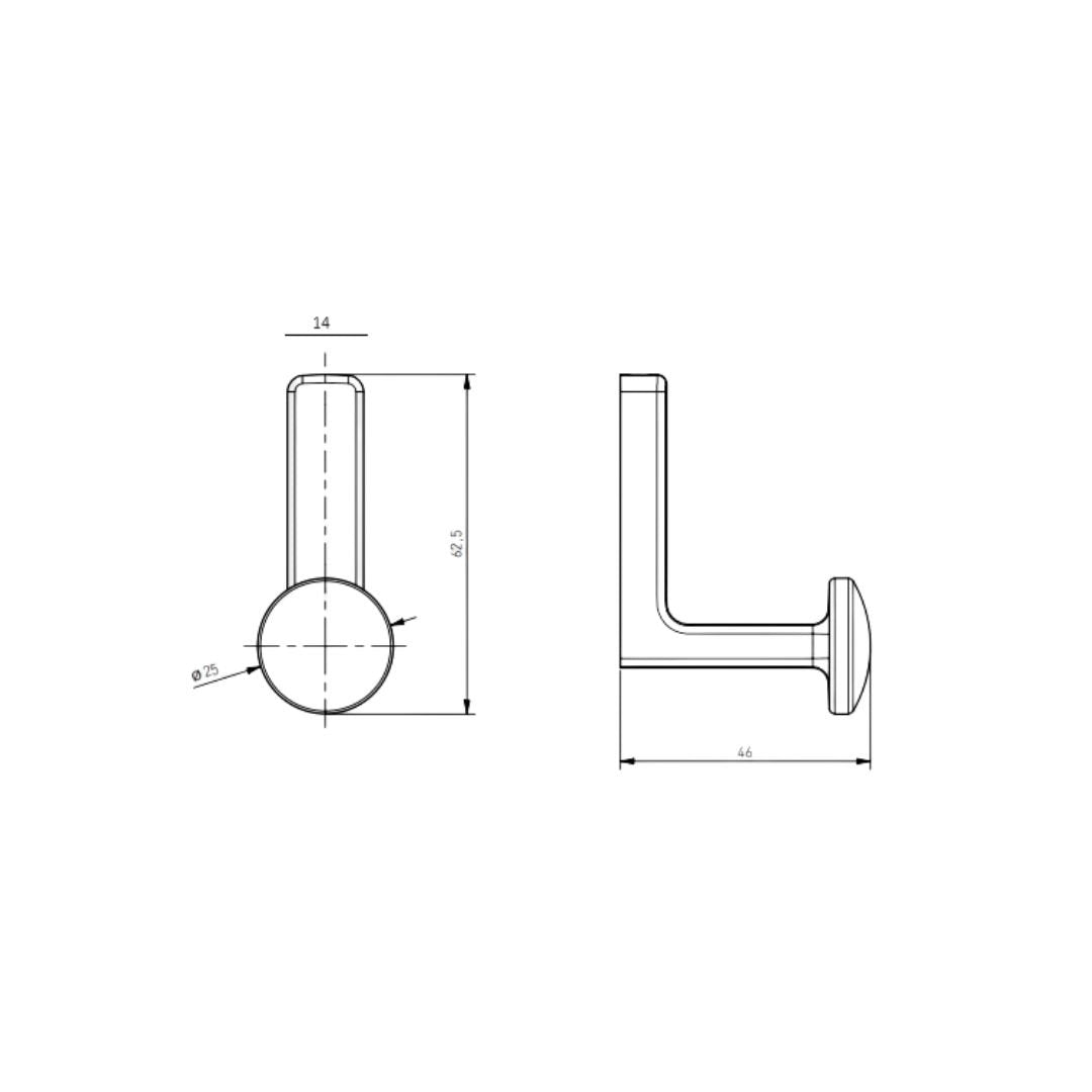 Agățătoare cuier ARCO 62x46 mm, negru mat