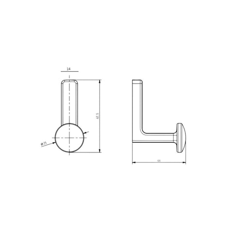 Agățătoare cuier ARCO 62x46 mm, negru mat