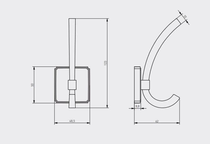 Agățătoare cuier CAPITAL 123x62 mm, negru mat